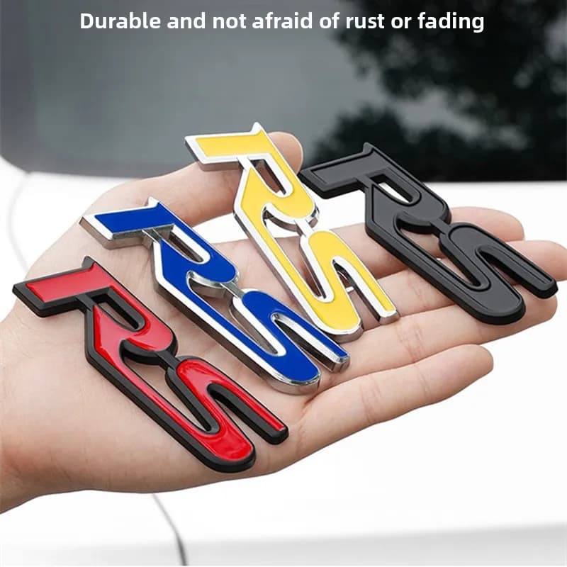 3D Metal Logo RS Emblem Letters Car Front Grille Badge Rear Trunk Sticker For Honda Civic City Fit Shuttle Jazz Car Acceessories
