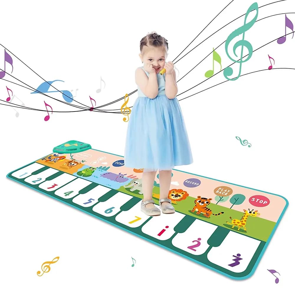 Tappetino per pianoforte musicale per bambini Tappetino per tastiera da pavimento per bambini con 8 suoni di animali Tappetino per bambini Tappeto musicale Giocattolo educativo Regali per bambini