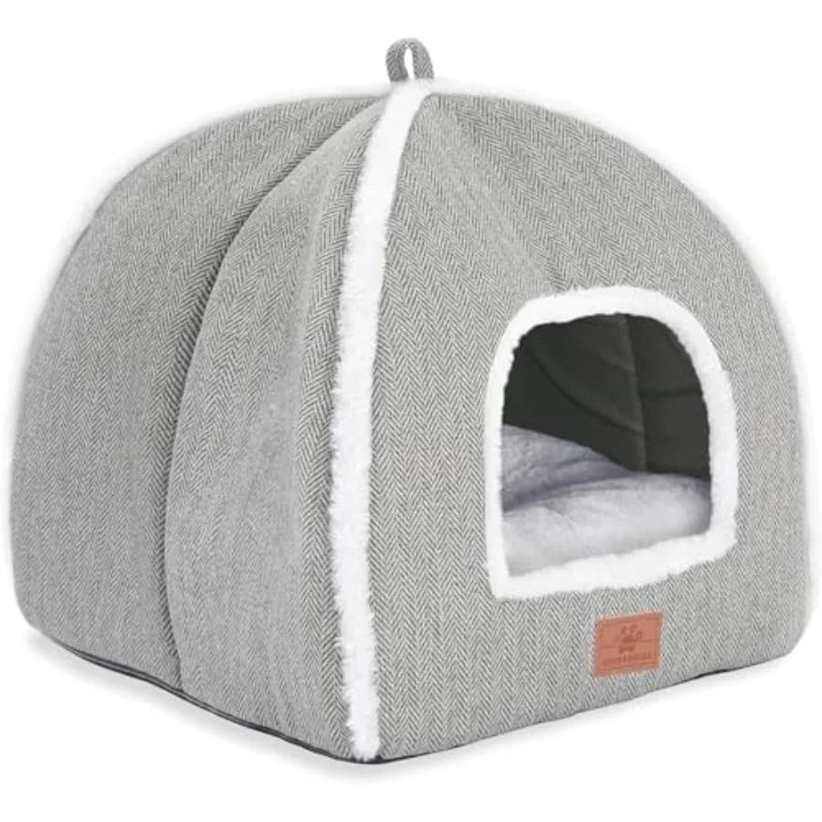 Cuccia per Gatti da Interno - Cuccia a Grotta, Cuccia a Tenda per Gatti con Cuscino Imbottito Rimovibile e Lavabile, Morbida e Autoriscaldante