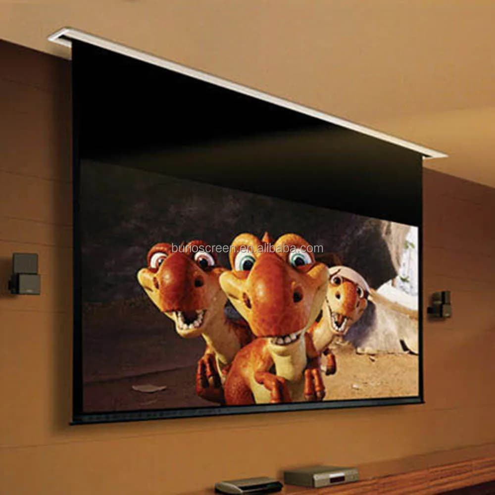 Home Cinema Schermi per proiettori elettrici montati a soffitto con linguetta motorizzata in lega di alluminio da incasso a soffitto