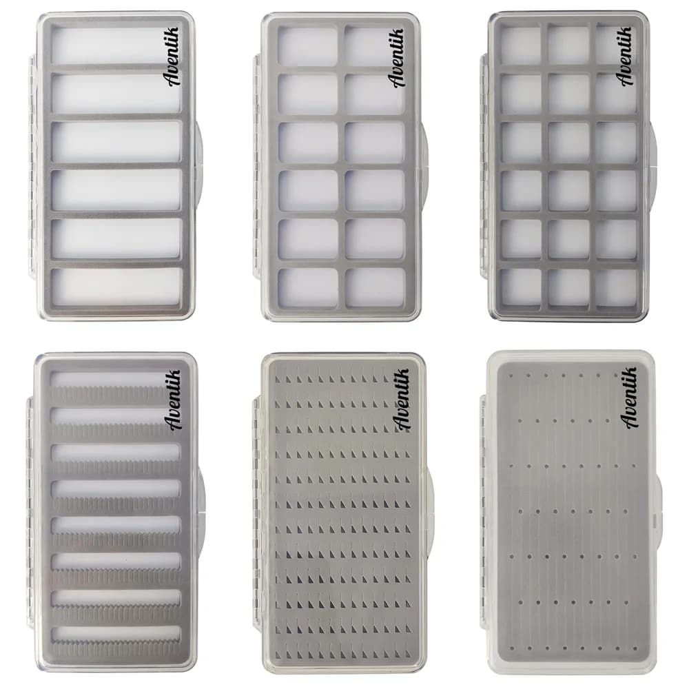 Aventik Fly Fishing Box Magnetic parts with super slim transparent design Foam boxes for equipment 7,3X3,8X0,5 inch