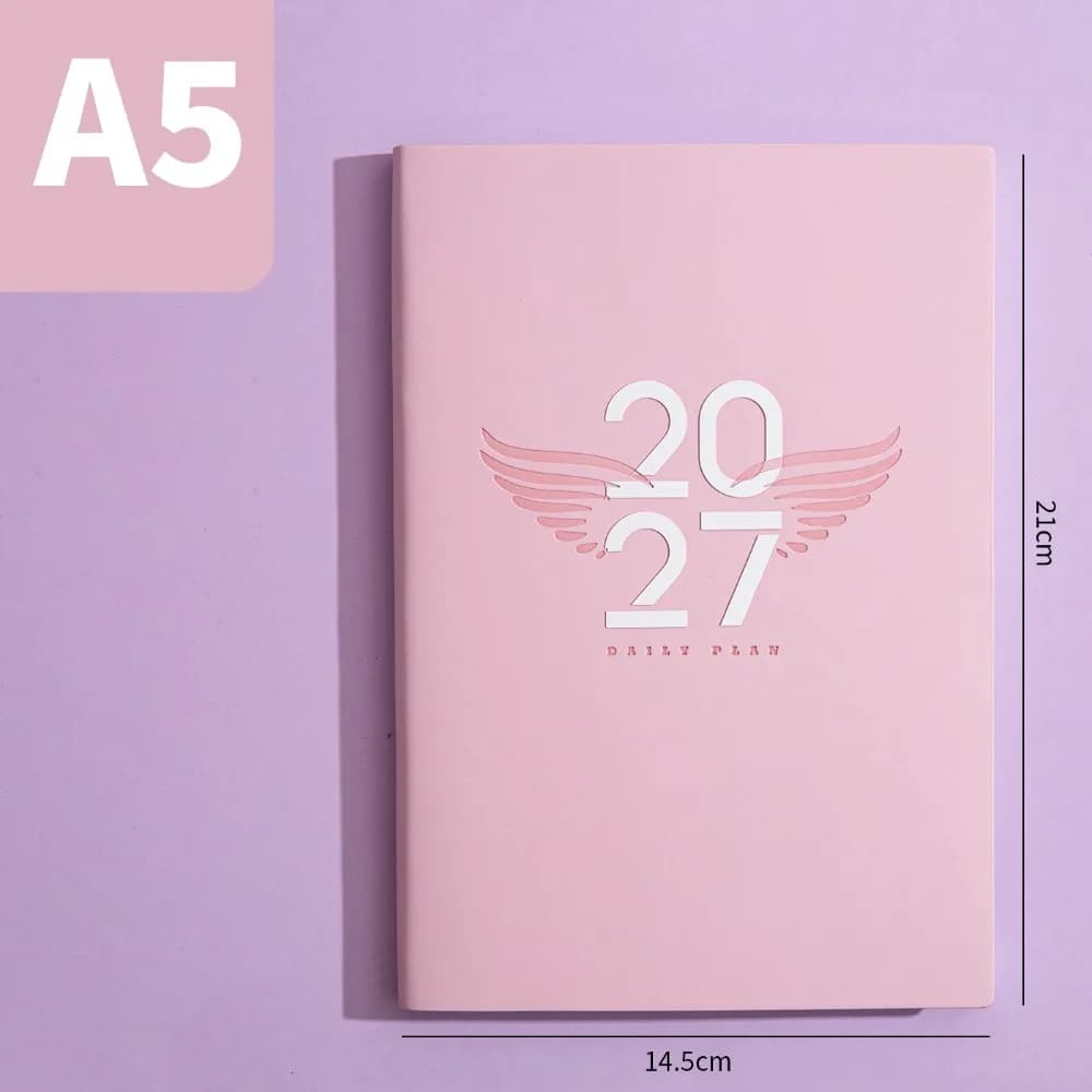Portable A5 2027 Schedule Book Planner Reminder Textured PU Agenda Book To Do List Planner Notebook Office Supplies