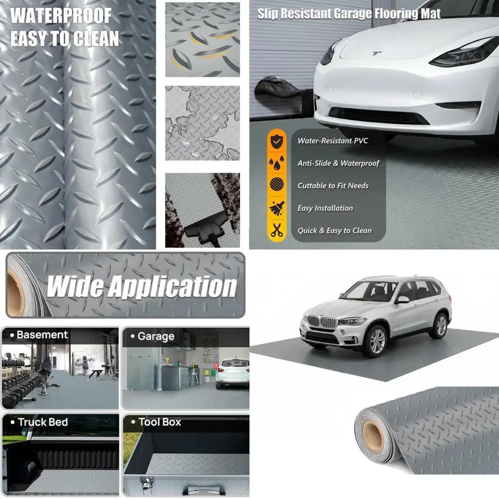 Reinforced PVC Garage Mat - Waterproof Protection Anti-slip for Cars, Trailers, SUVs, basements, Gyms (Grigio) - 2.1 m