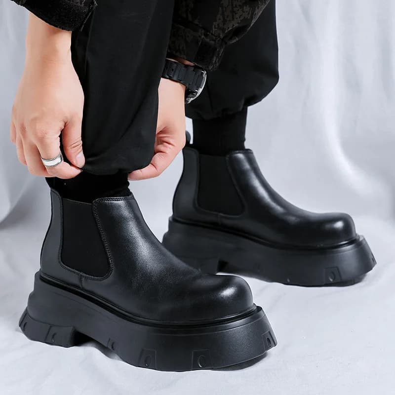 mens casual palcoscenico discoteca stivali chelsea tacchi alti scarpe in vera pelle cowboy piattaforma stivale bello designer caviglia botas