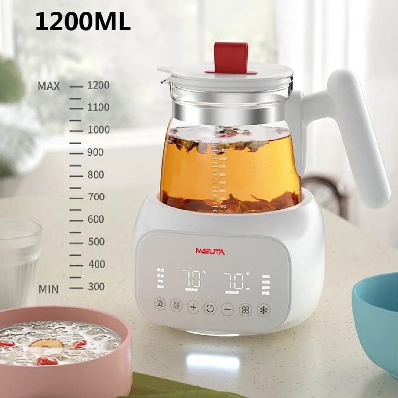 1.3L Health Kettle Temperature Control Glass Flower Teapot Home Electric Kettle Stud Multifunction Kettle 600W