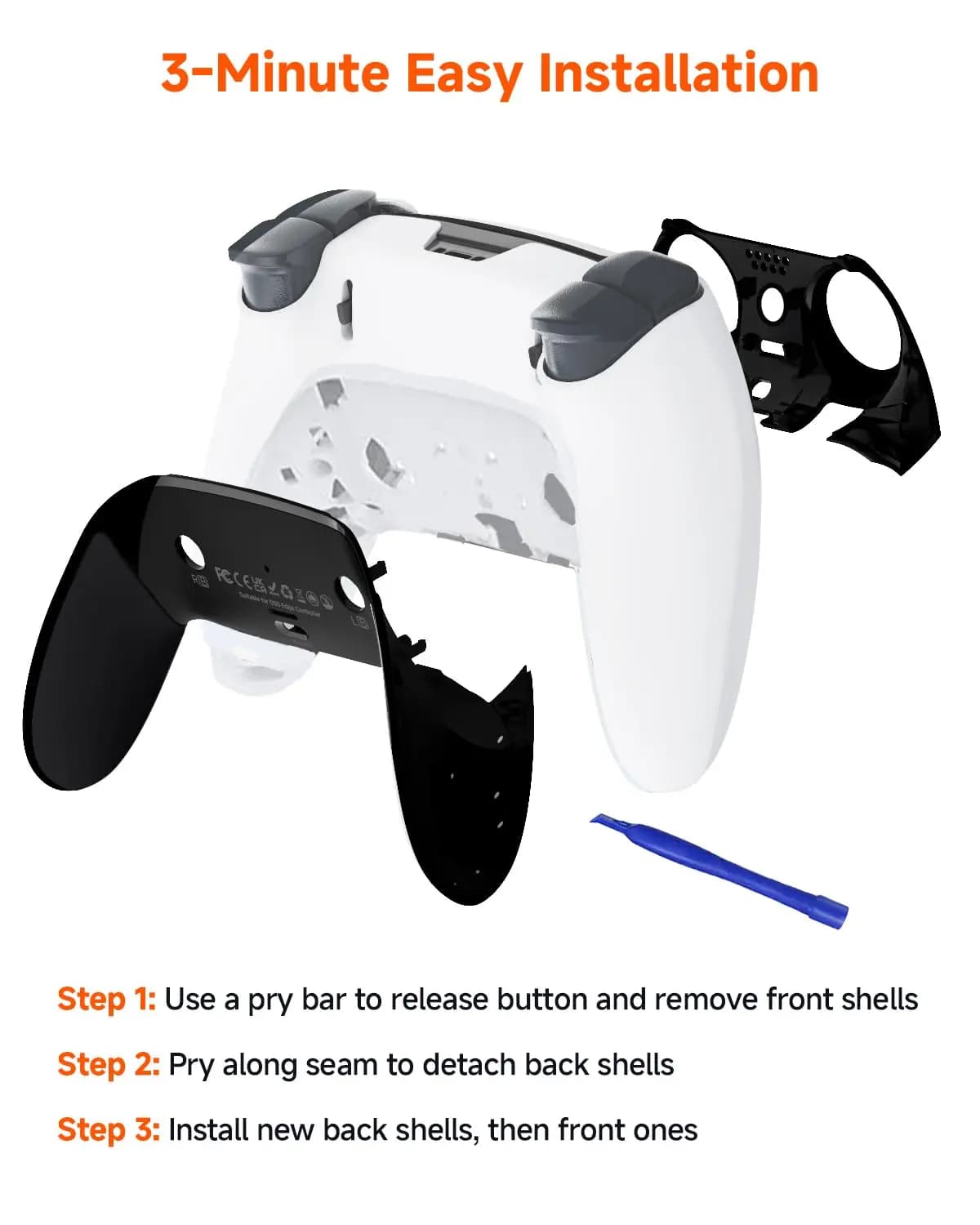 Accessori per Controller PS5 EDGE Elite, Impugnatura in Gomma TPE Morbida, Adattamento Perfetto, Ricambio Fai-da-Te per Controller PS5 Edge
