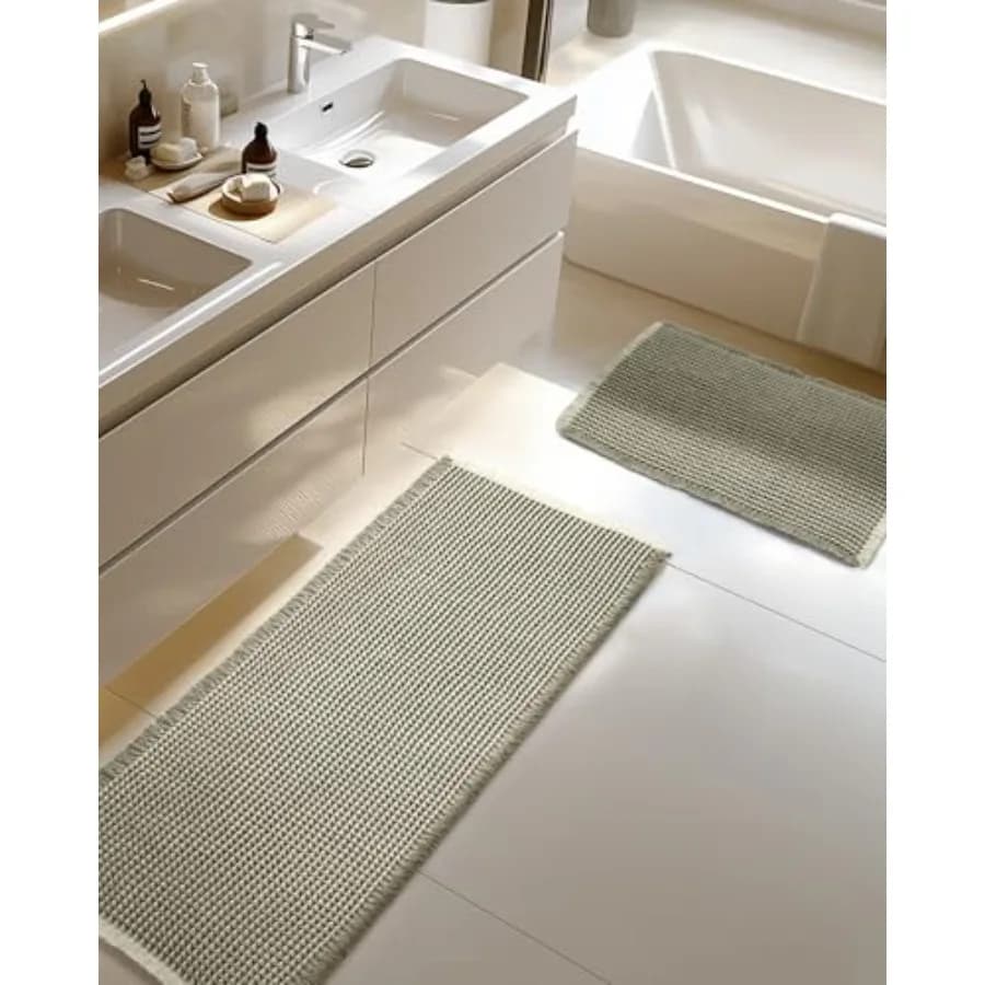 Set di Tappetini da Bagno Grandi a Nido d'Ape Antiscivolo Ultra Assorbenti per Decorazioni Natalizie, Tappeti da Bagno Extra Morbidi, Set da 2