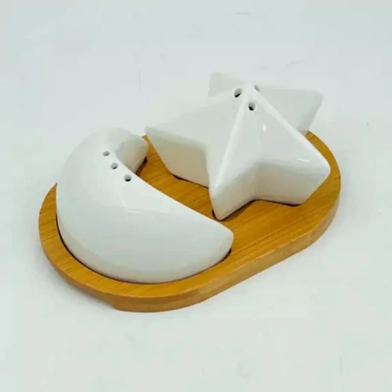 Set di bottiglie di pepe in ceramica creativa nordica Star Moon Saliera Scatola di condimento Utensili per condimento in ceramica Decorazioni natalizie