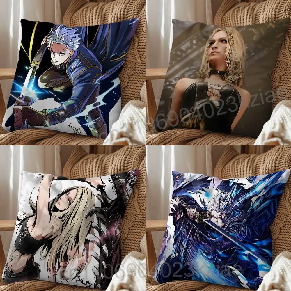 Brotherly conflict Vergil Lady Trish Devil day gift Pillow Case Living Room Sofa Cushion Cover Suitable For Home Bedroom Room