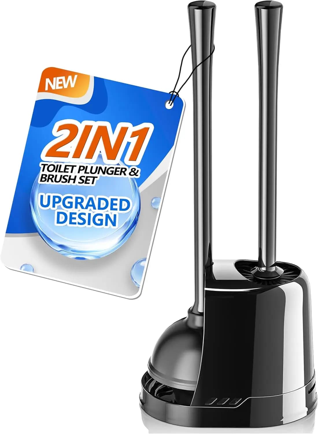 Set 2-in-1 Brush for WC and Sturalavandini with 5.3 Dust Shoe Support, Bath Cleaning Tool Black