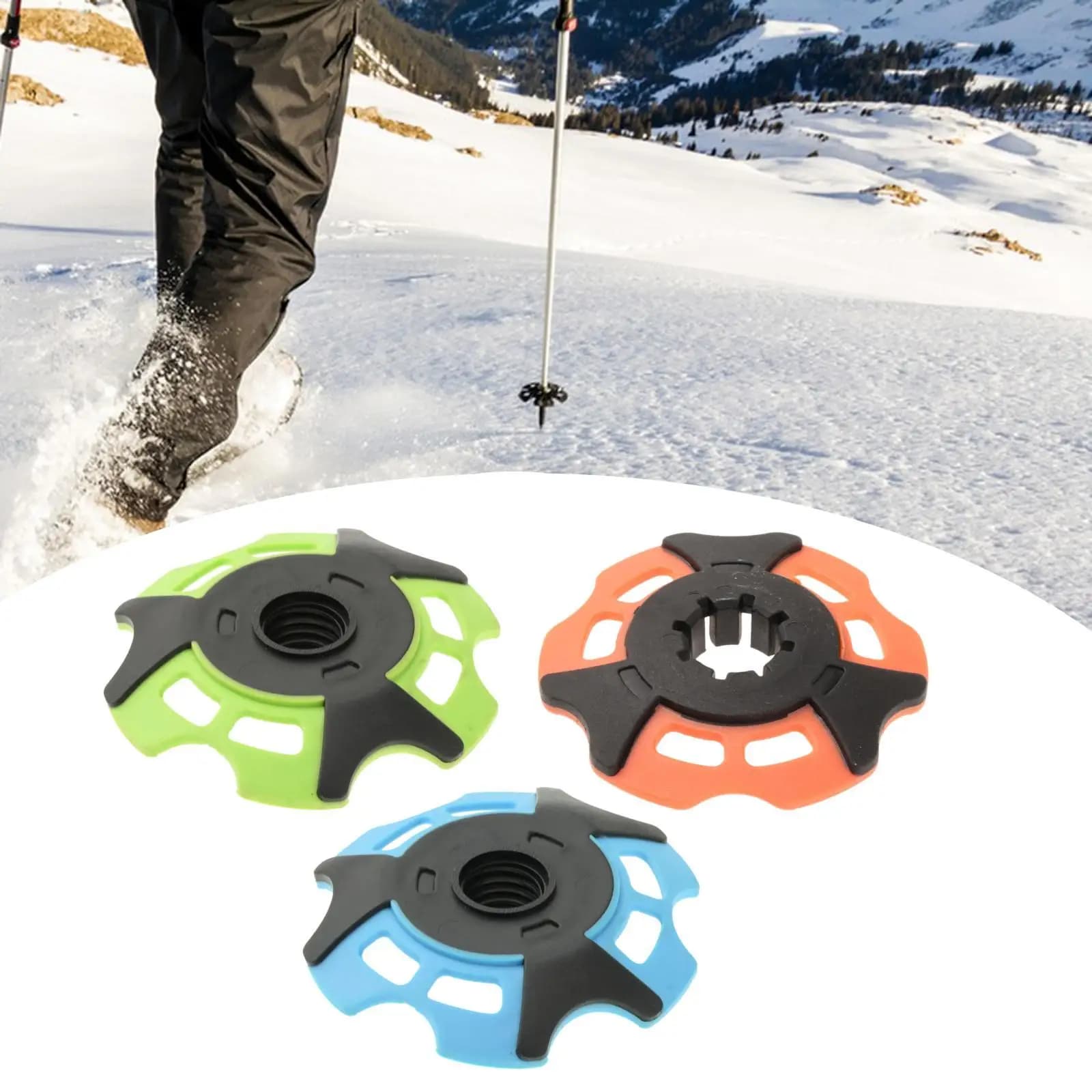 Trekking Pole Basket Snowflake Mud Basket 7.7cm Plastic Rubber Tip for Outdoor Hiking Climbing Walking