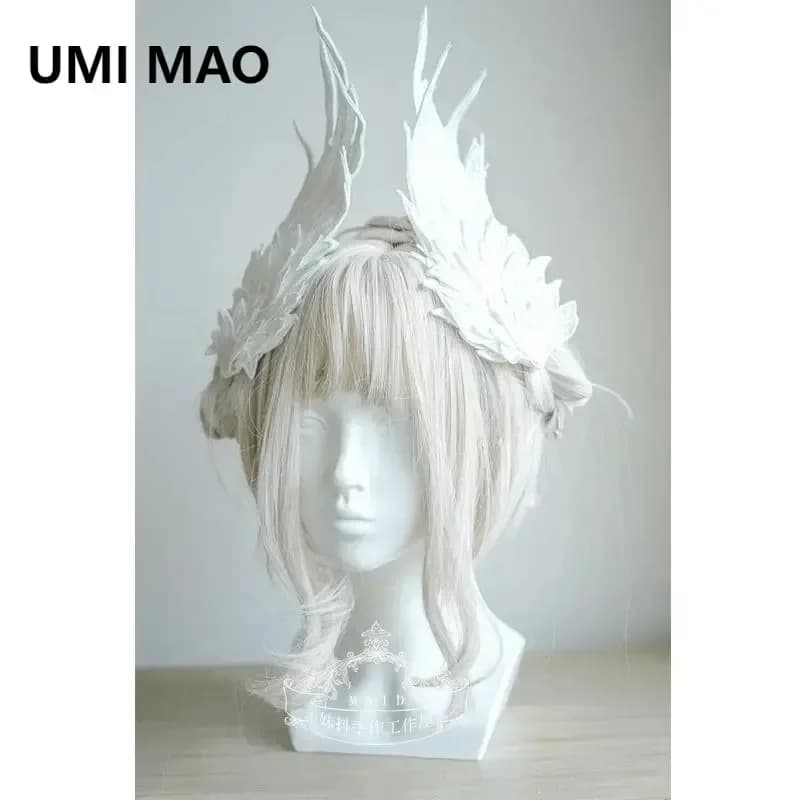 Fermagli per capelli a forma di ali d'angelo, fermagli Lolita, accessori per capelli Lolita Anime Cosplay, copricapo anime nero e bianco per Halloween