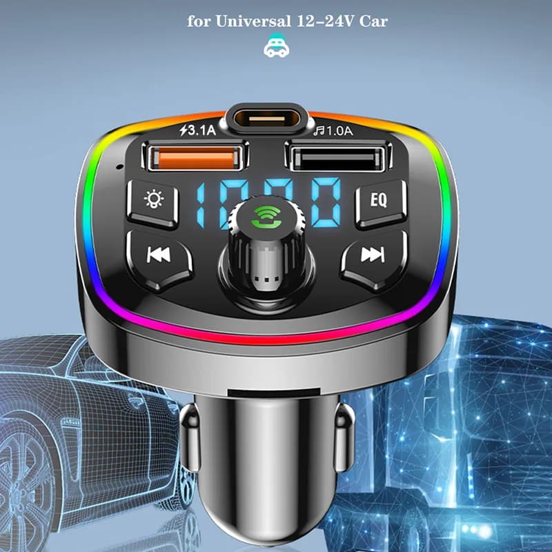 Car MP3 Player Fm Transmitter Wireless Bluetooth 5.0 Audio Receiver Car Kit Handfree Type-C Dual Usb Car Fast Charger