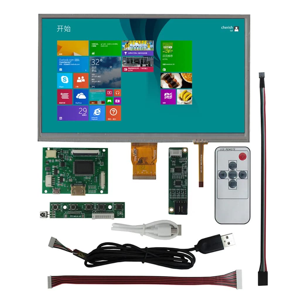 Schermo LCD da 10.1 pollici con display, digitalizzatore touchscreen, scheda di controllo driver, compatibile HDMI per Orange Raspberry Pi PC 3 4