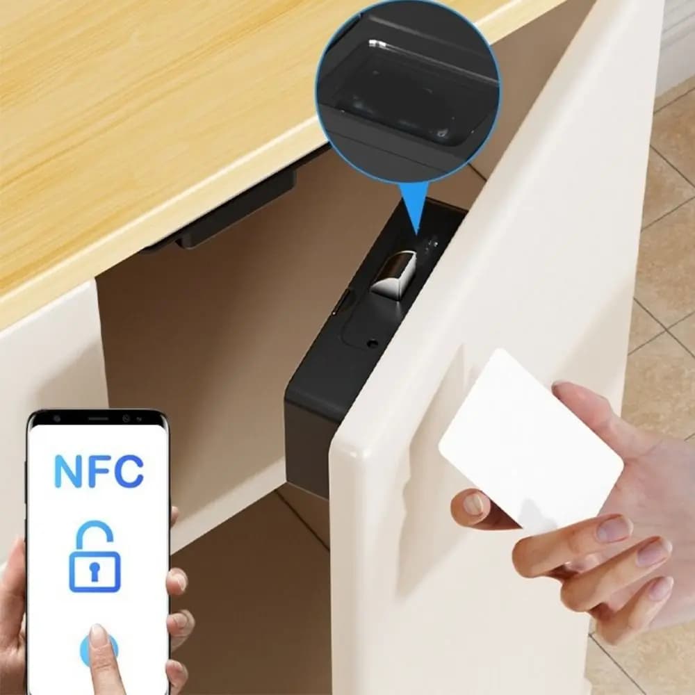 Non Perforated NFC Sensing Drawer Card Lock Invisible Design Card Swiping Invisible Smart Lock Battery Display Double Opening