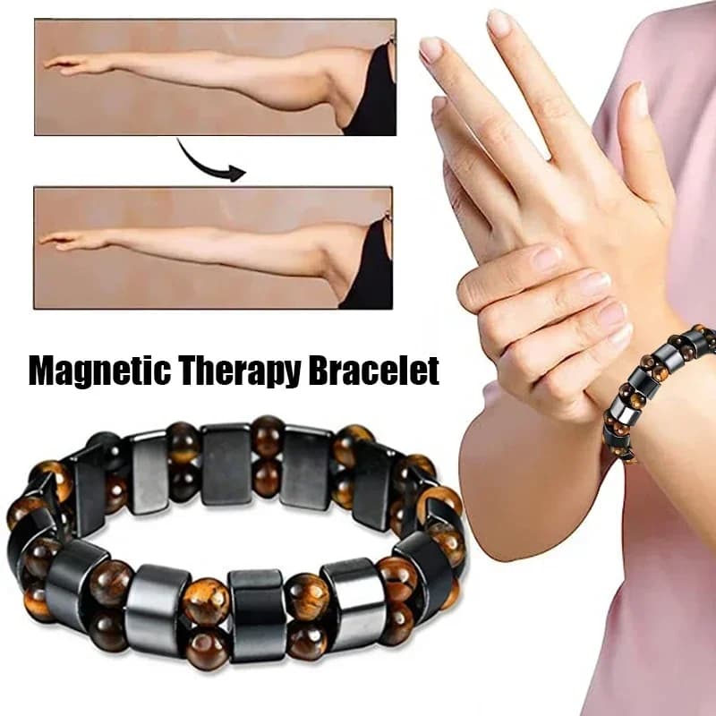 Men's and Women's Natural Stone Tiger Eye Synthetic Bracelet for Weight Loss with Magnetic Therapy