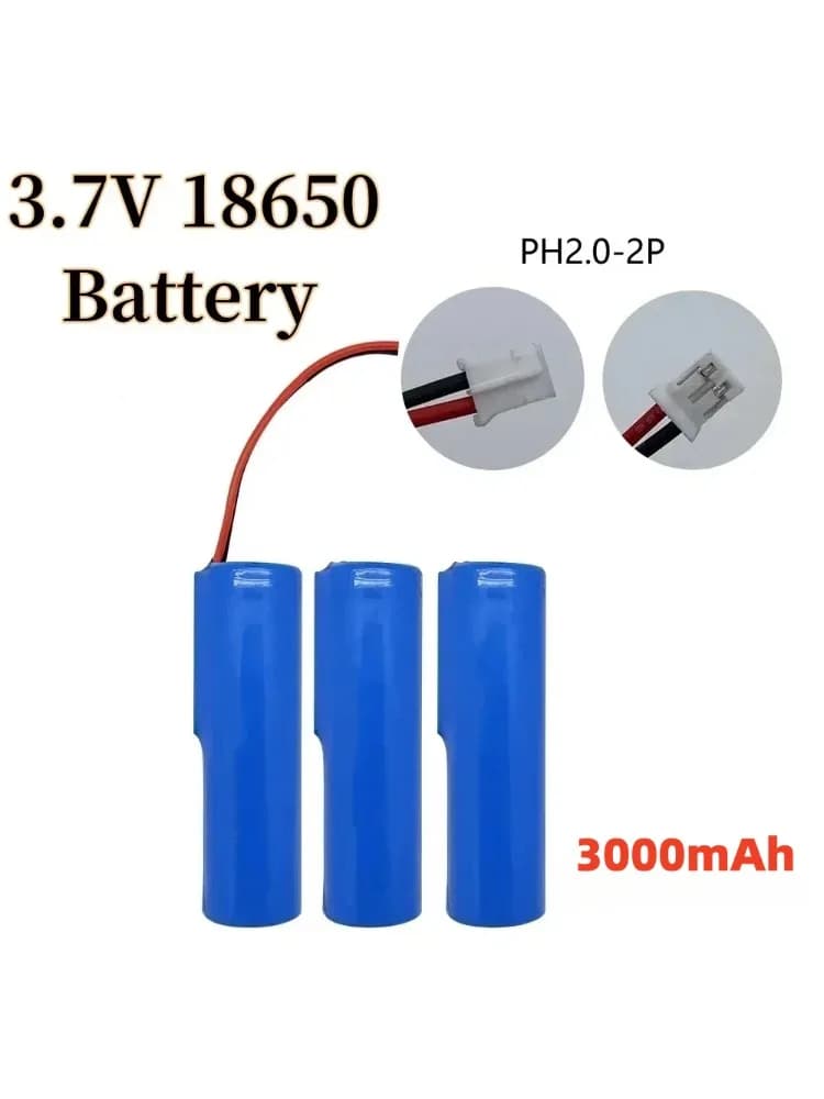18650 Rechargeable Battery 1s1p 3.7 V 3000mAh LED Fishing Light Speaker Bluetooth Emergency Battery DIY Plug in Cable PH2.0