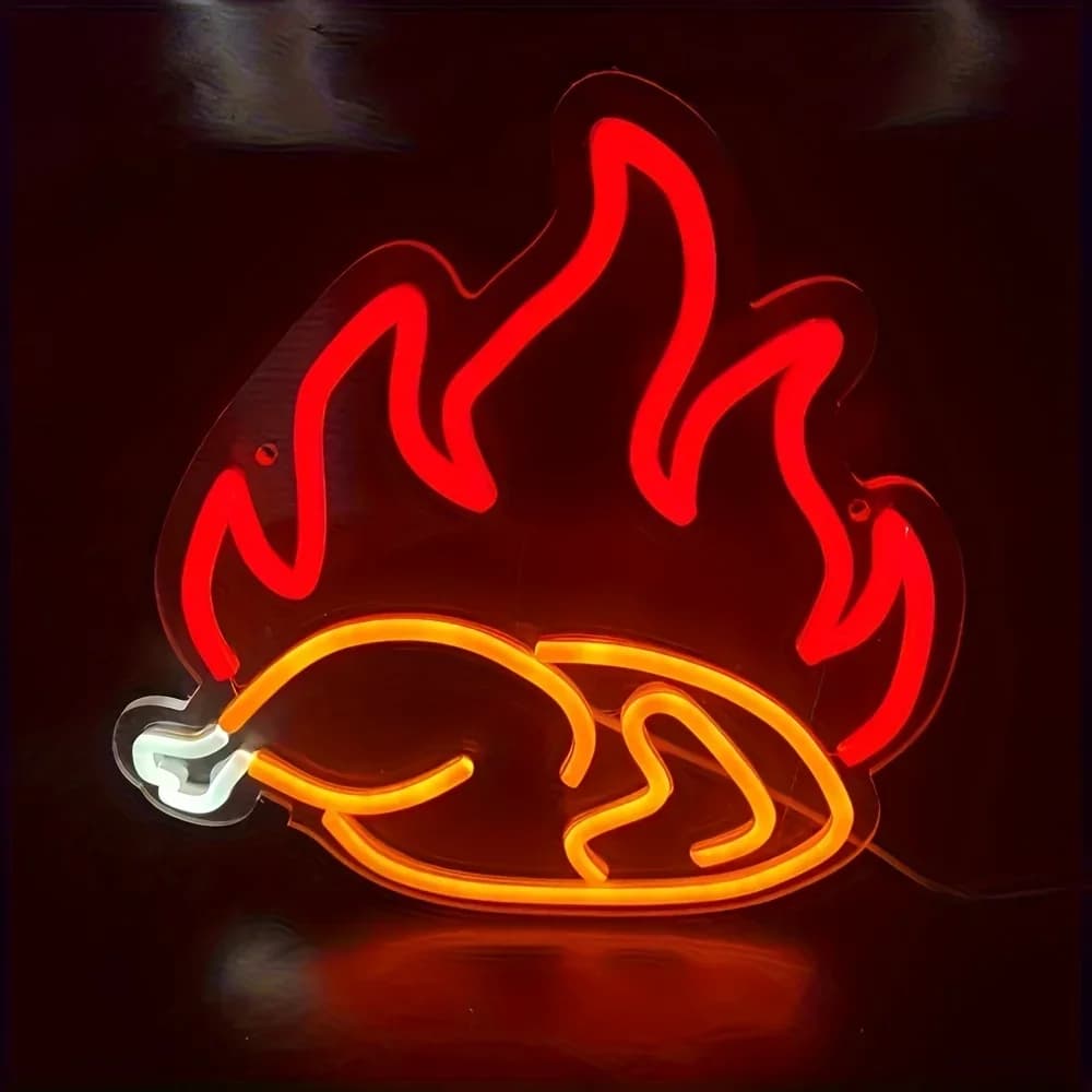 Insegna al neon per pollo alla griglia Luce al neon a LED USB dimmerabile per pollo fast food Ristorante Cucina Decorazione per finestre Regalo per la famiglia