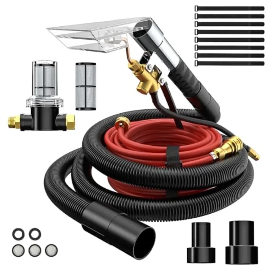 Kit aspiratore universale da 50FT per la pulizia di tappeti e tessuti, convertibile in pulitore professionale per auto e casa, per aspirazione a umido e a secco