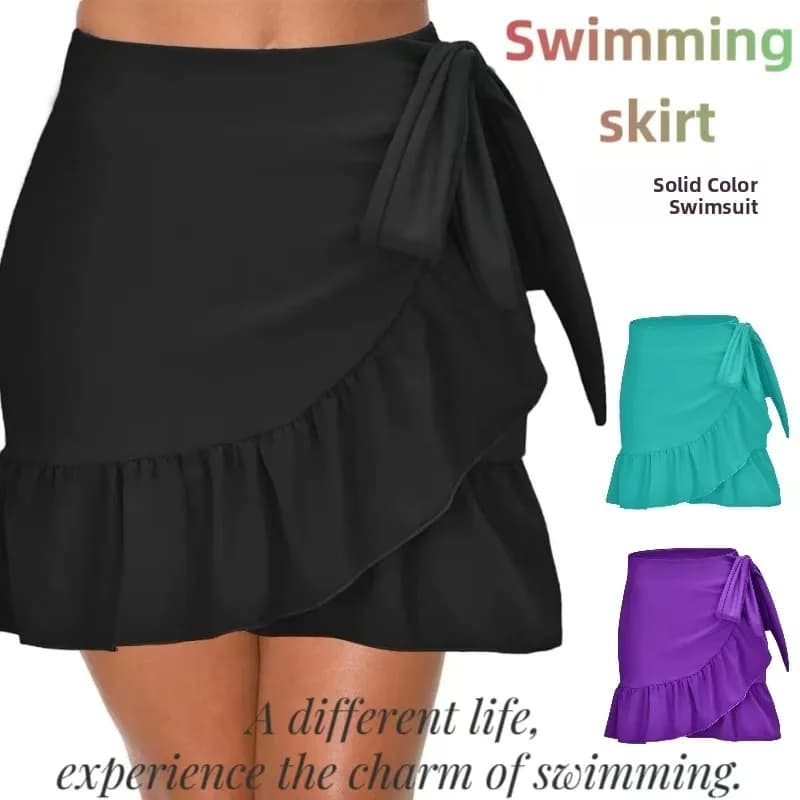 Costume da bagno da donna Amber a vita alta, stile gonna, copricostume modellante con design in pizzo, per fitness femminile