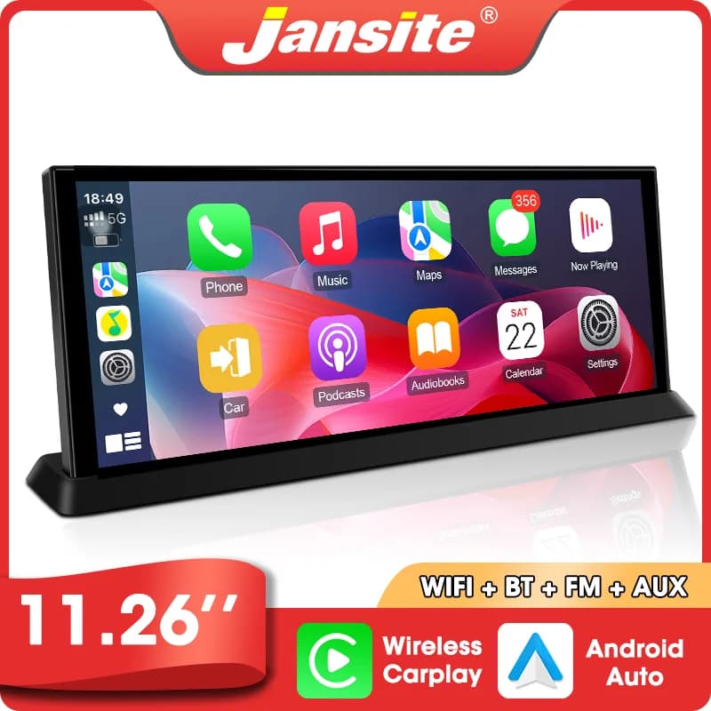 Schermo portatile wireless CarPlay da 10,26/11,26 pollici, autoradio con lettore multimediale, Android Auto, schermo IPS, sistema automobilistico intelligente​