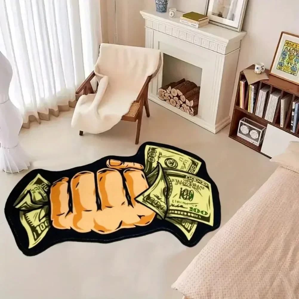 Funny Money Shaped Carpet Creative Dollars Rich Floor Mat Irregular Money Rug Bedroom living room Non-Slip Doormat Home Decor