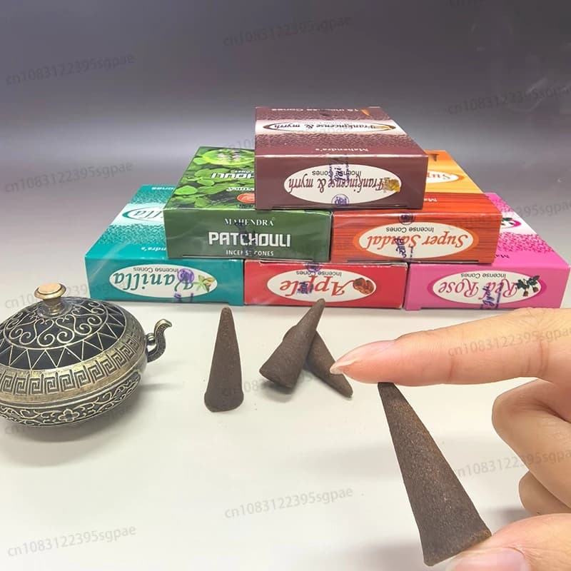 6 Confezioni di Coni d'Incenso Mahendra Rosa e Lavanda per Aromaterapia, Rimozione Odori, Sollievo dall'Ansia e Meditazione