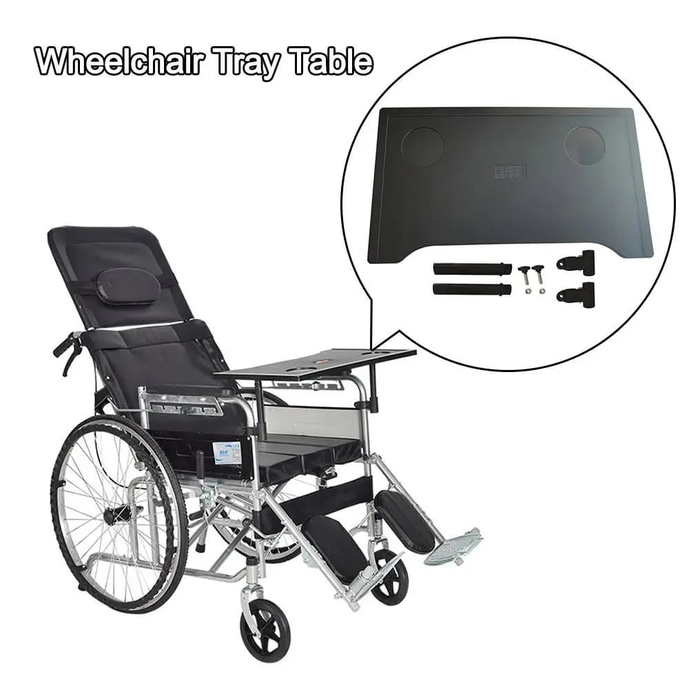Tavolino Leggero per Sedia a Rotelle, Rimovibile, Facile da Installare, con Portabicchieri, Impermeabile, Tavolo da Pranzo per Sedia a Rotelle