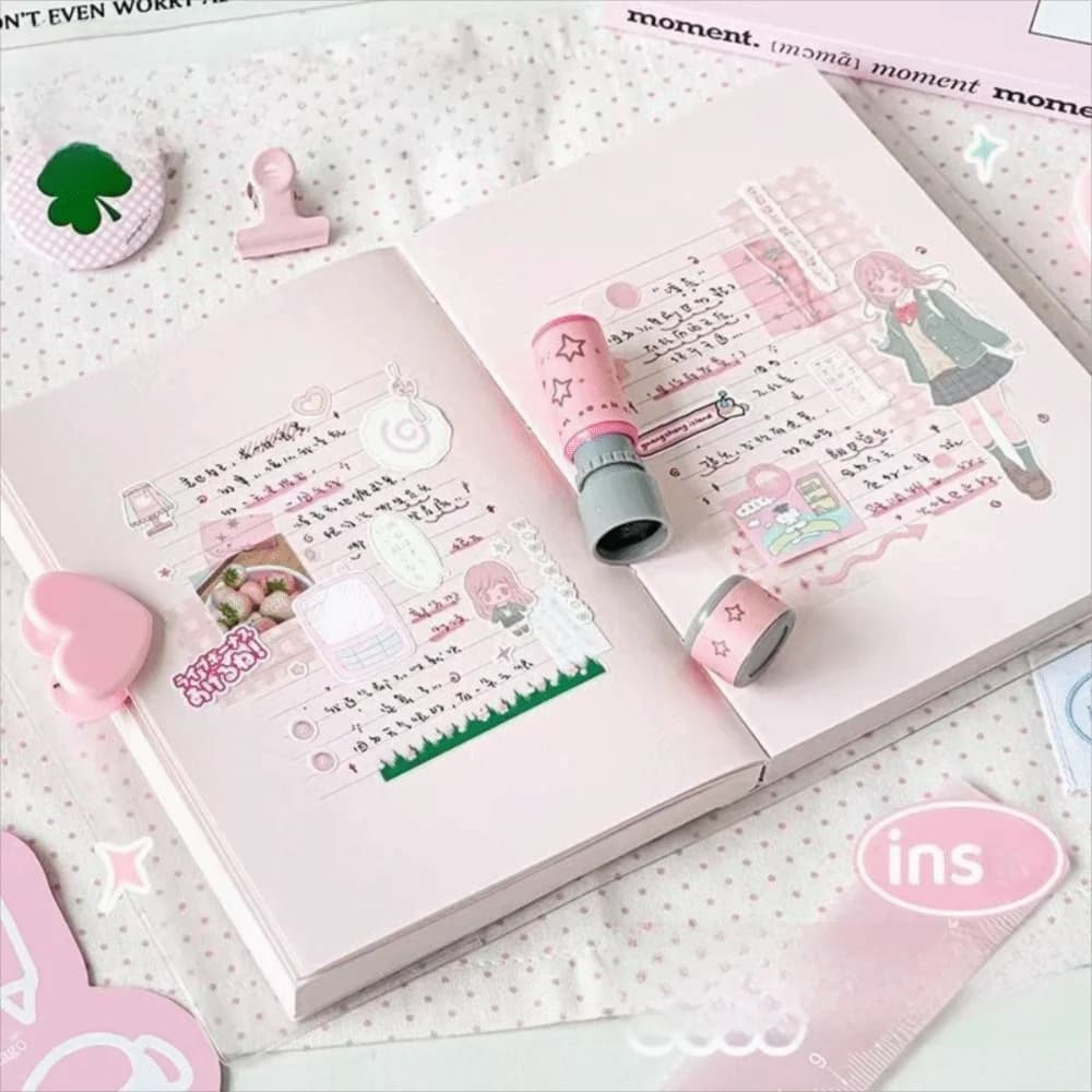 Taccuino Multifunzionale Colorato con Tasche, Copertina Trasparente Spessa, Blocco Note A6 Portatile, Carino e Compatto, Agenda Giornaliera per la Scuola