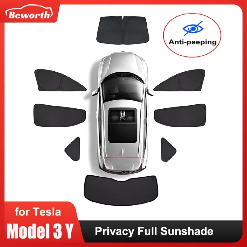 Car Side Window Parasol for Tesla Model 3 Model Y Full Privacy Parasol Glass Screen Accessories for front and rear window