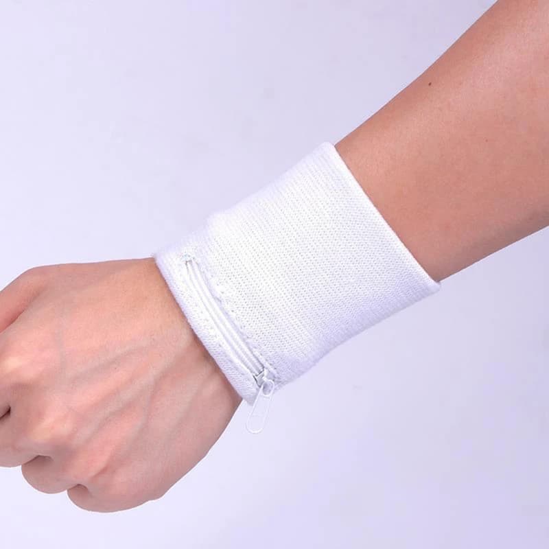 1 paio di polsini unisex per riporre le chiavi della moneta, tasca con cerniera, portafoglio da polso sportivo, palestra, corsa, basket, protezione per il polso, esercizio fitness