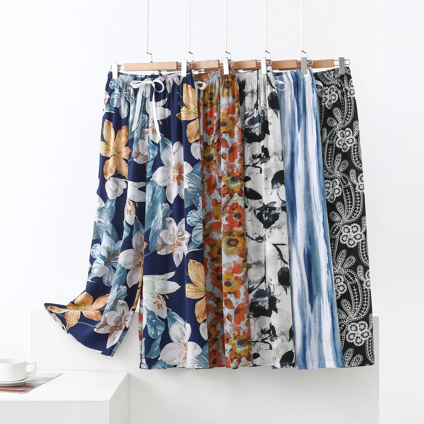 Summer Wide Leg Pants Women's Thin Large Size Loose Casual Straight Leggings Slim Home Pants Sleepwear Long Trousers