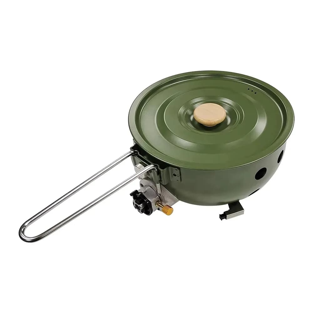 Nonstick Cooking Frying Pan Pot Cover 4-5L Capacity Multifunctional Outdoor Integrated Pot Portable Camping Picnic Cookware Set