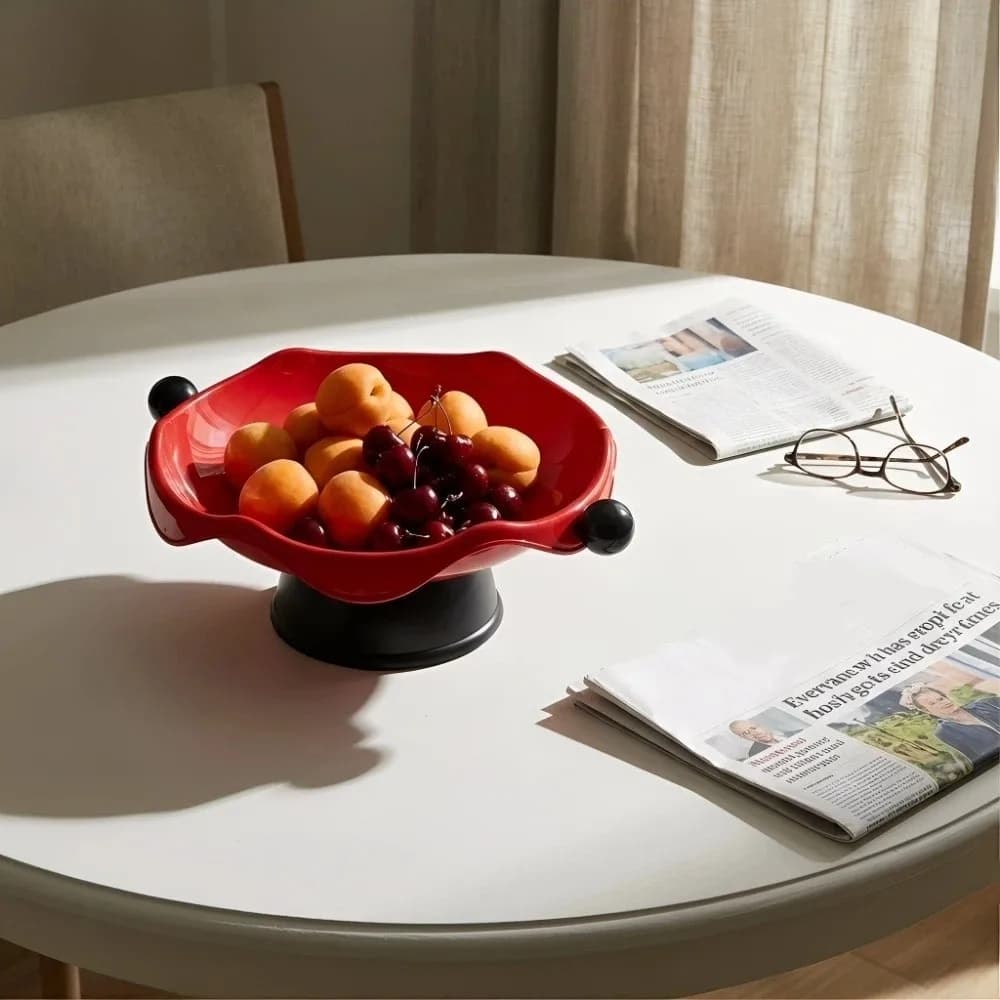 Piatto per Frutta Secca, Vassoio per Snack, Organizzatore con Manico Sferico, Cestino Porta Caramelle, Piatto Espositore in Plastica