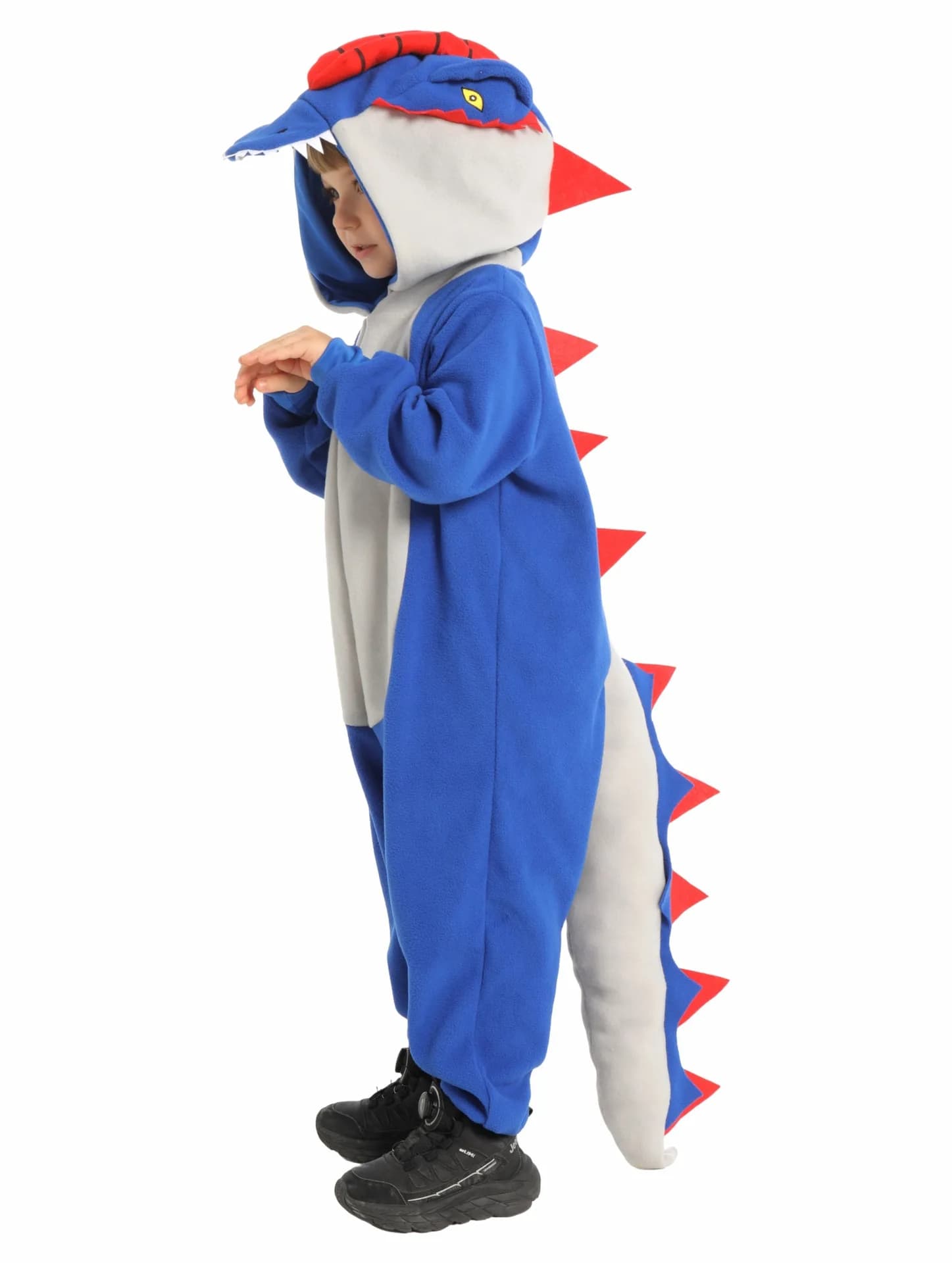 Costume di Halloween per bambini Blu e grigio Doppia colonna vertebrale Drago Cosplay Dress-Up Dinosauro Tutina Performance Outfit