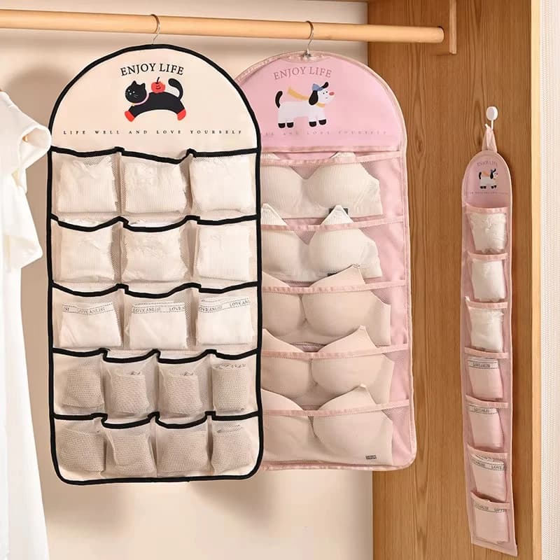 storage mesh bag underwear socks storage， Net Pocket Portable Multi-layer Storage Bag Lingerie Storage Hanging Bag