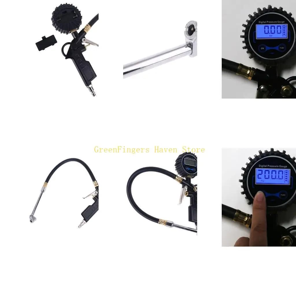 F68D Gonfiatore digitale per pneumatici con manometro doppio per display LED per mandrino testa per