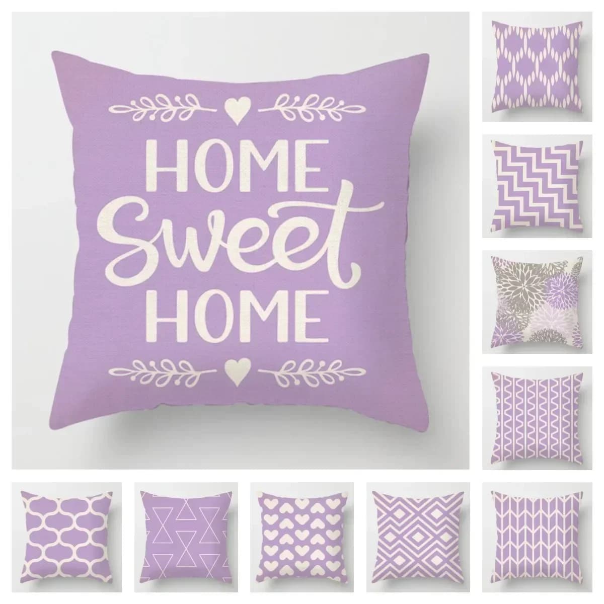 Geometric light purple pillow cover 50*50 upholstery for living sofa cushion 40*40 liner for home decorations