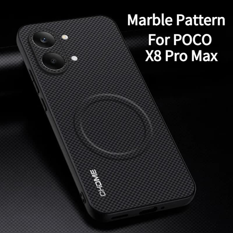 Cover Business Kevlar con texture marmorizzata per POCO X8 Pro Max Redmi Turbo 5 Max per Magsafe Soft Edge Anti-drop Back Full Protect Case