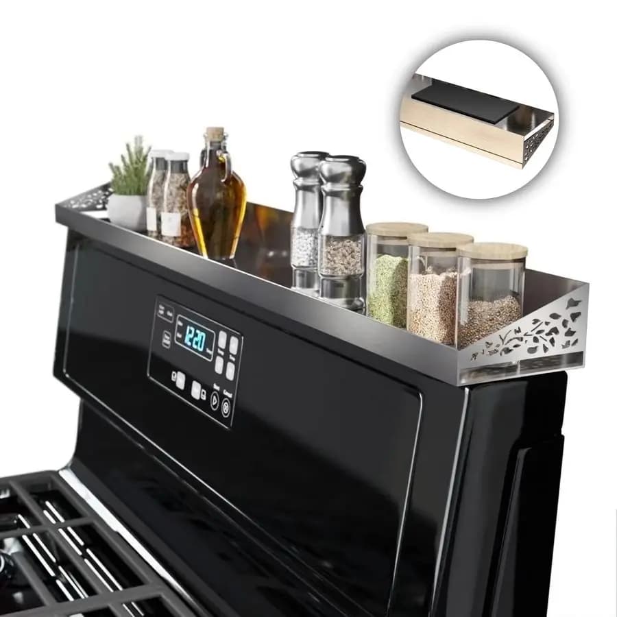 Mensola Magnetica da Cucina in Acciaio Inossidabile per Spezie e Condimenti, Organizzatore da Appoggio per Fornello