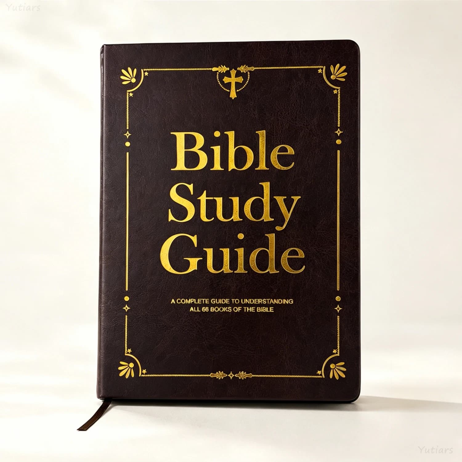 PU Leather Bible Study Journal with 66 Pre-Printed Books, Dual Layout Devotional Notebook for Baptism Christmas Christian Gifts