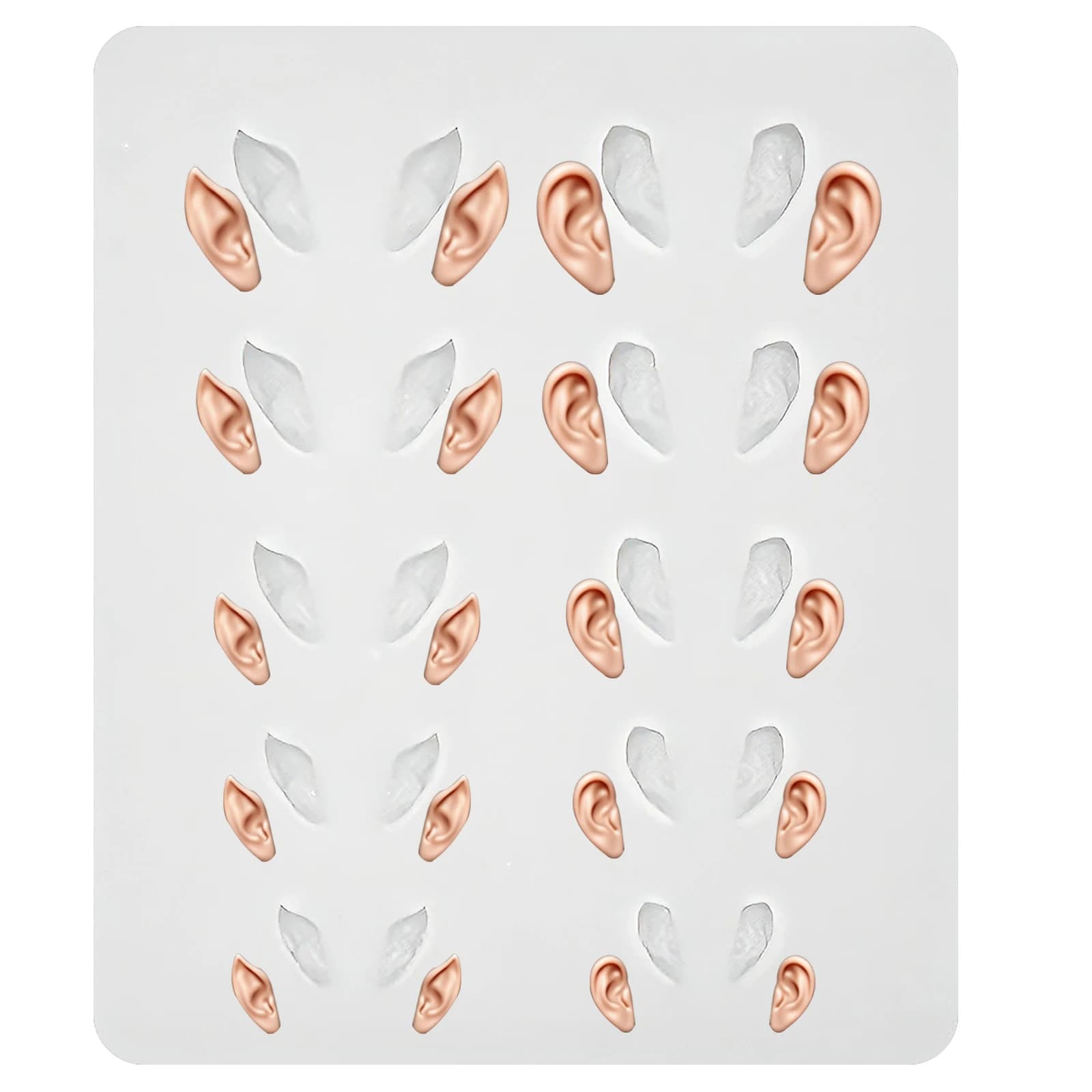 10 Pairs 3D Doll Ear Silicone Molds, Miniature Figure Ear Clay Molds for Ultra-Light Clay and Polymer Clay DIY Crafts