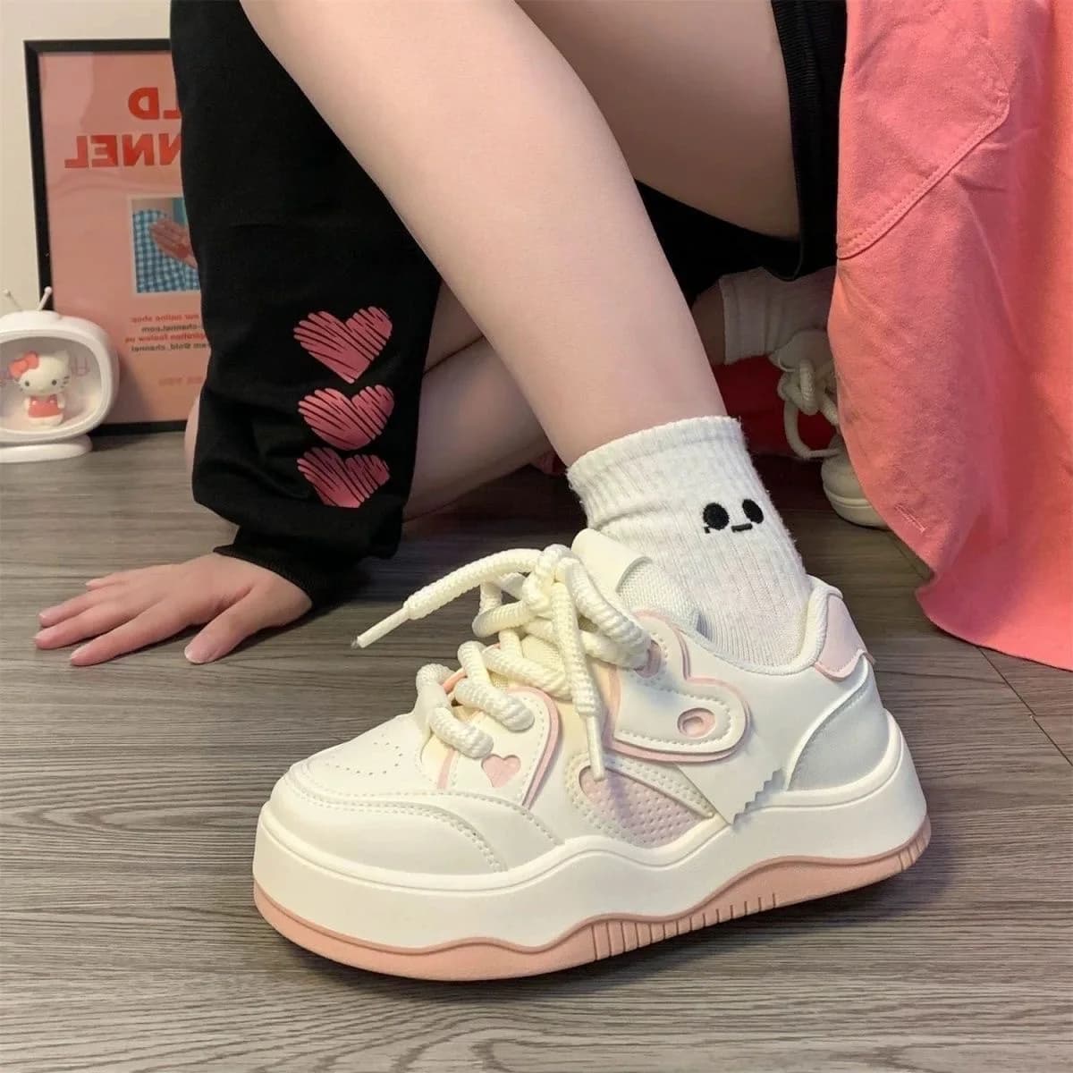 Sneakers da Donna alla Moda con Suola Spessa, Scarpe Sportive Casual Stile Coreano, Flatform per Uso Quotidiano, Tomaia in EVA, Suola in Gomma
