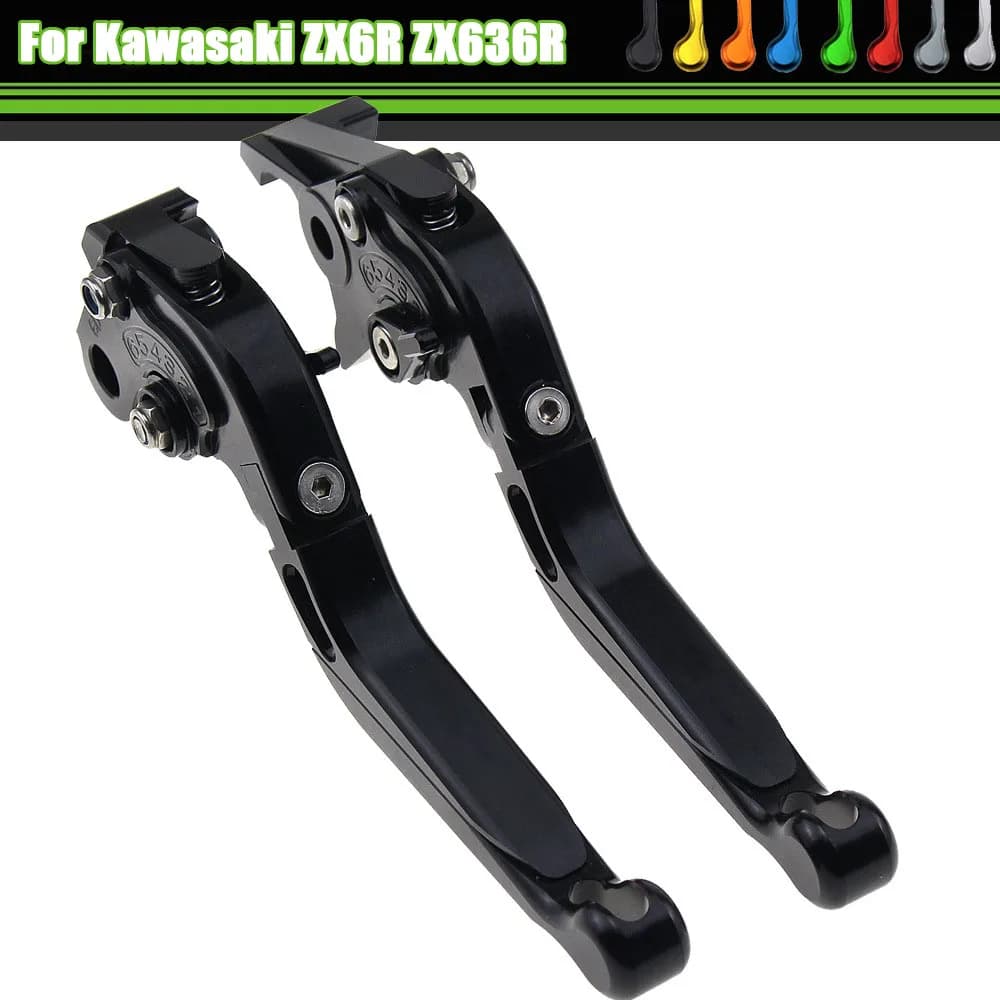 Leve Freno e Frizione Moto CNC Pieghevoli Regolabili per Kawasaki ZX6R ZX636R ZX6RR 2000-2004