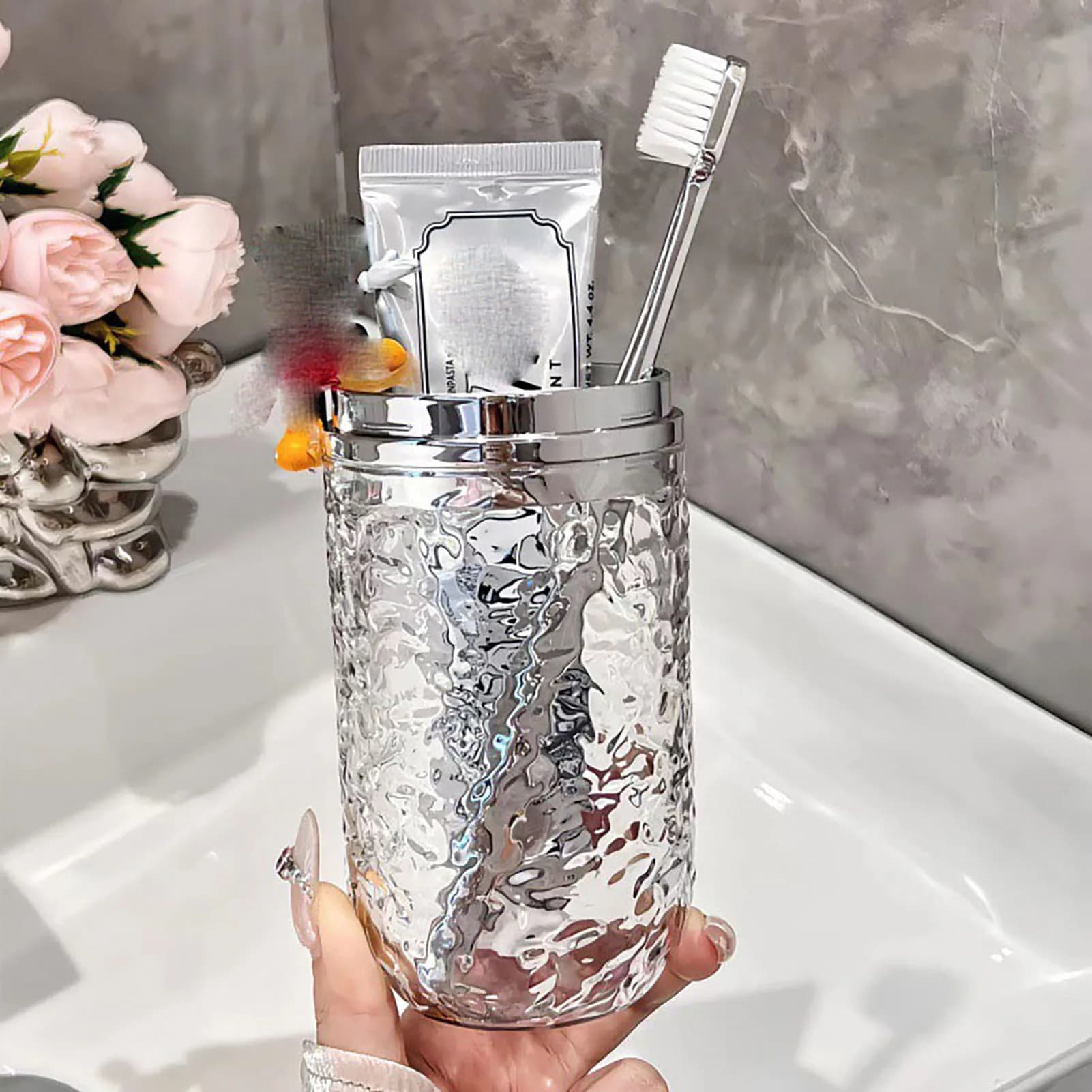 Scatola porta dentifricio per spazzolino Scatola portaoggetti portatile per spazzolino Set di tazze per lavaggio per la scuola di viaggio all'aperto
