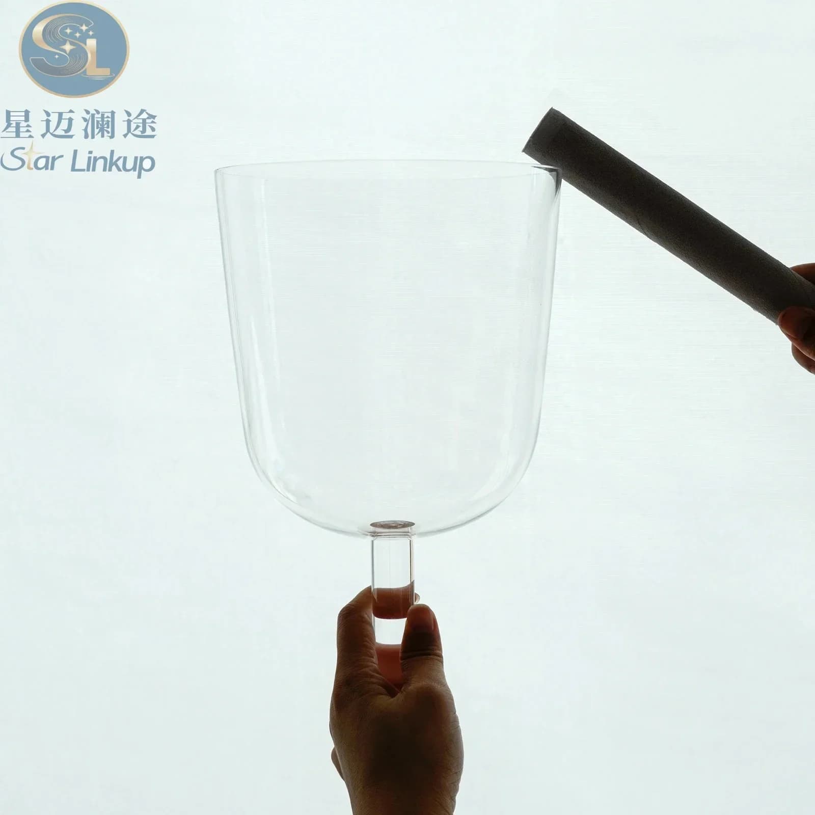 Star Linkup 6" Clear Handheld Alchemy Crystal Singing Bowl Handmade Tuned Sound Healing Instrument With Silicone Mallet for Yoga Sound Bath Meditation Perfect Gift for Sound Therapists
