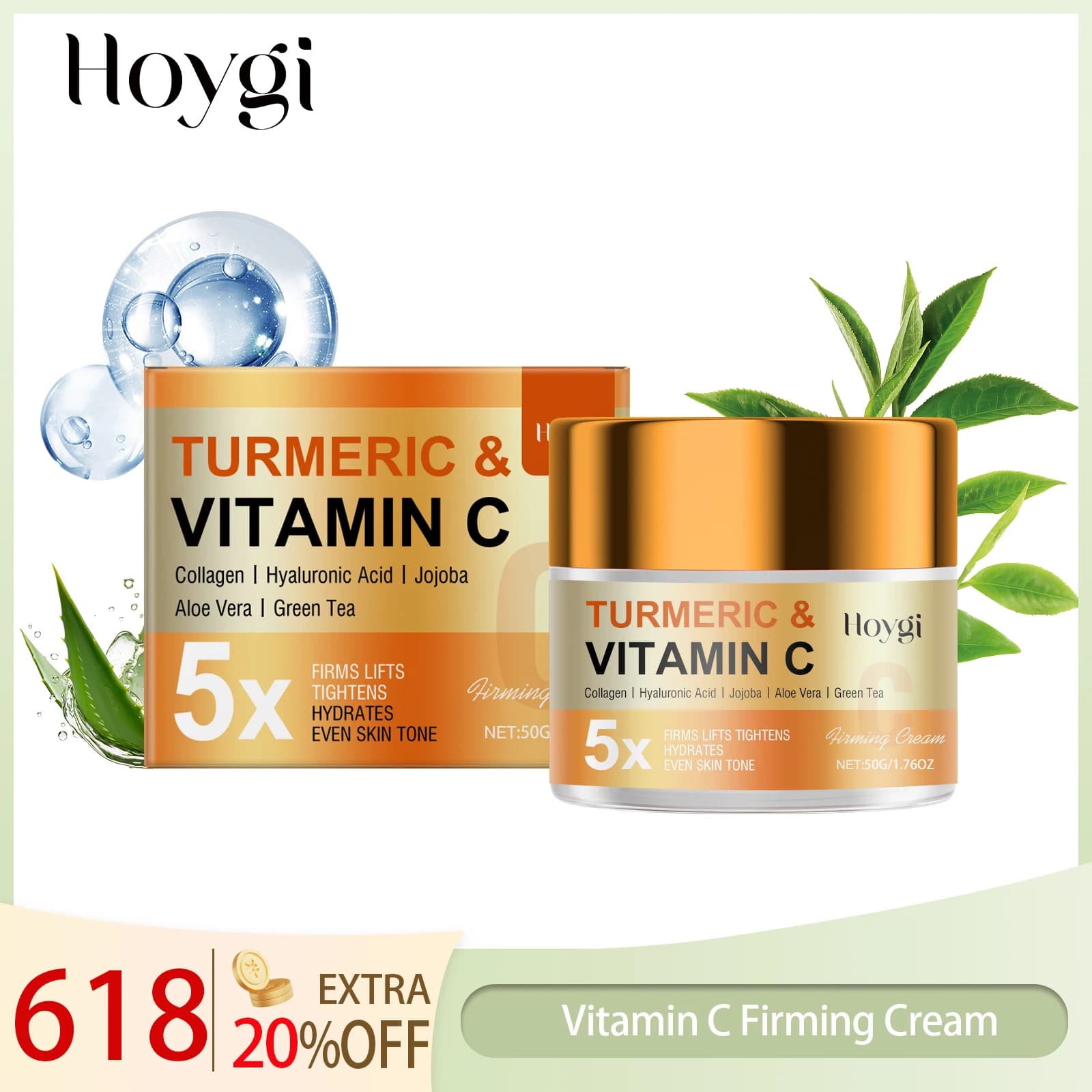 Hoygi Radiant Cream to Vitamin C Slacking Antioxidant Hydrating Hydrating Non Fat Quick Absorption All Skin Types