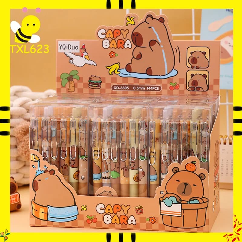 Simpatica penna gel a forma di capibara 0,5 mm nera per la scuola, scrittura, cartoni animati, penna neutra, articoli per ufficio, regalo di cancelleria per bambini e studenti, vendita all'ingrosso
