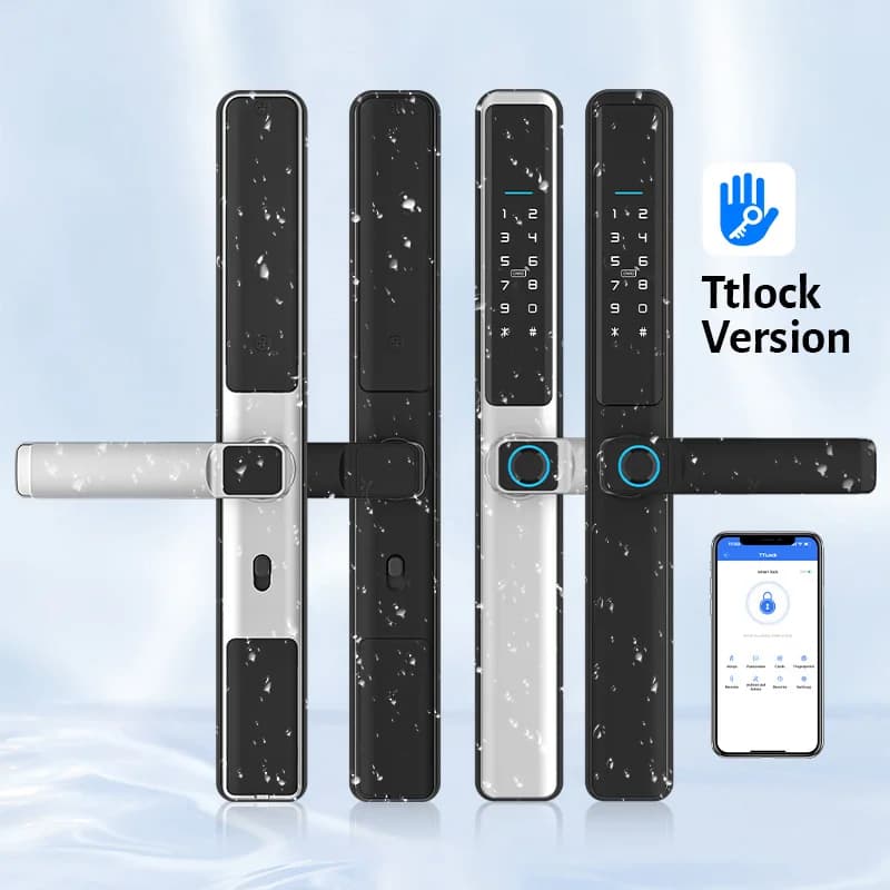 Ttlock app slim smart lock maniglia per porta elettronica con impronte digitali keyless serratura per porta scorrevole in alluminio impermeabile per esterni per la casa