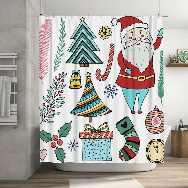 TU Tenda da doccia natalizia Decorazioni festive per le vacanze Buon Natale Sfondo in tessuto per il bagno Idea regalo per le vacanze impermeabile